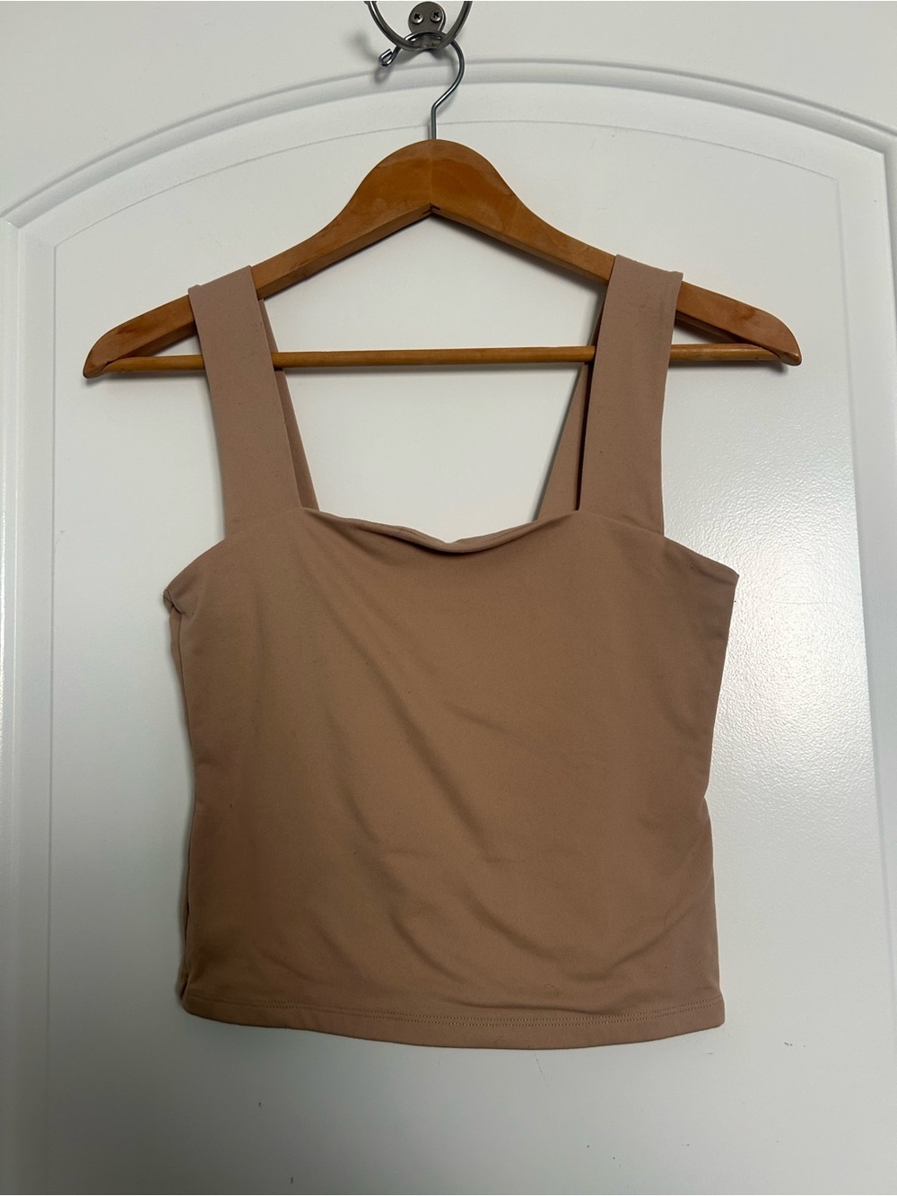 Abercrombie & Fitch Soft A&F Square Tan Neck Top Size S chic preppy 90s classic